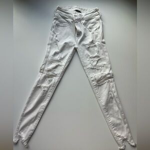American eagle next level stretch, size 00 regular, white ripped jeans